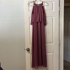 David’s Bridal Crinkle Chiffon Sheath Bridesmaid Dress - Chianti Size 2 - Hemmed